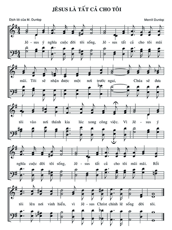 Sheet music: Jêsus Là Tất Cả Cho Tôi
