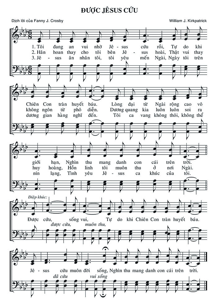 Sheet music: Được Jêsus Cứu