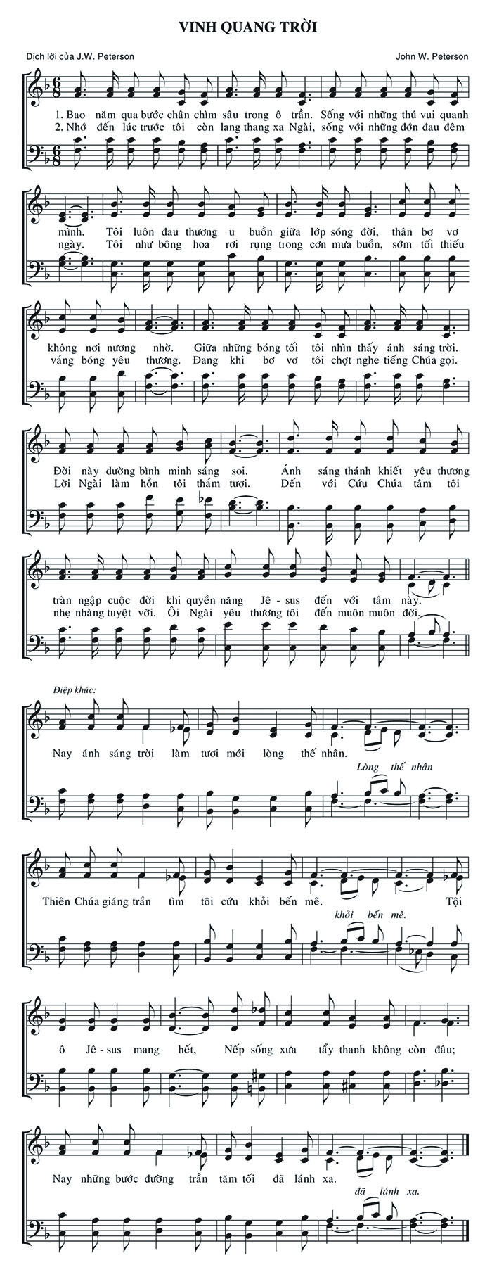 Sheet music: Vinh Quang Trời