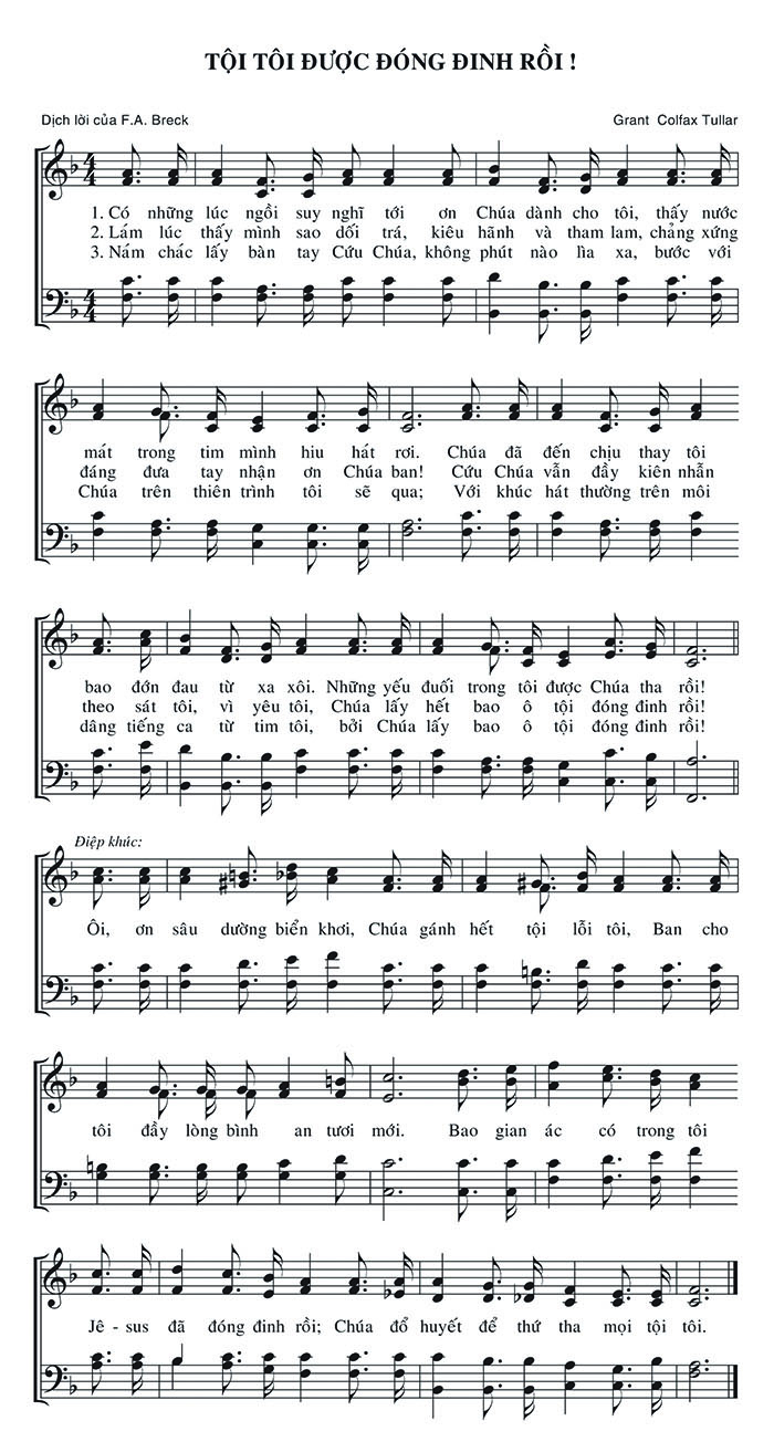 Sheet music: Tội Tôi Được Đóng Đinh Rồi