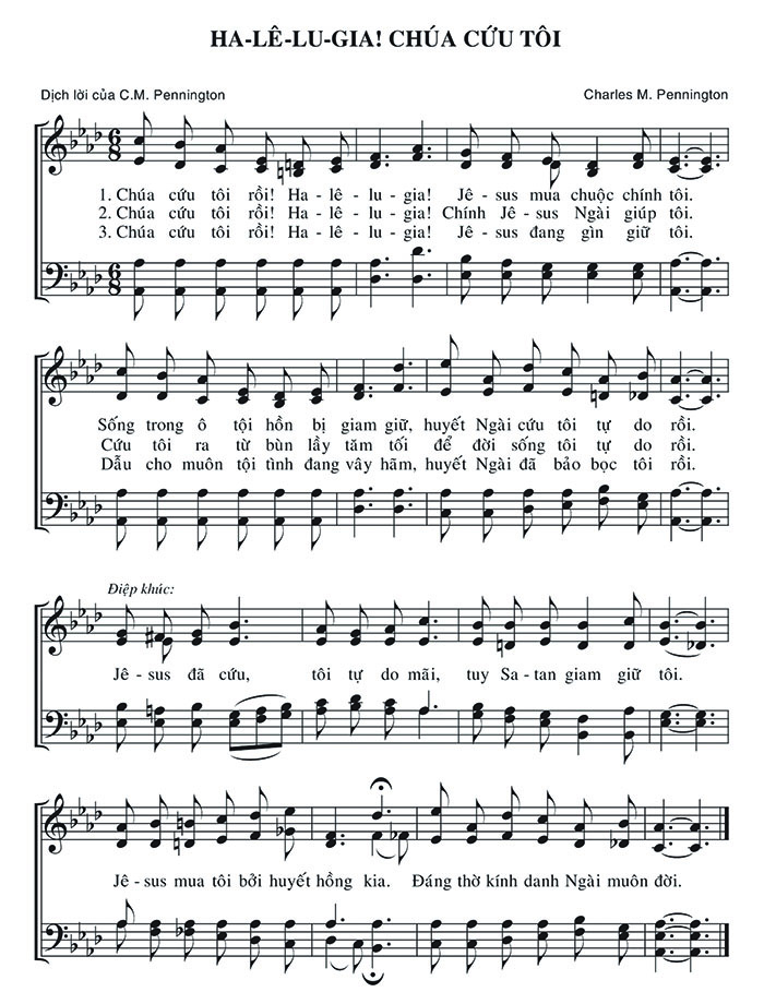 Sheet music: Ha-lê-lu-gia! Chúa Cứu Tôi