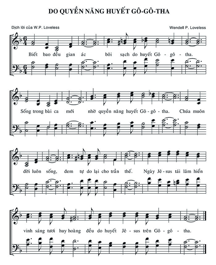 Sheet music: Do Quyền Năng Huyết Gô-gô-tha