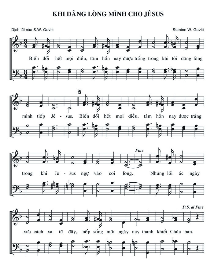 Sheet music: Khi Dâng Lòng Mình Cho Jêsus