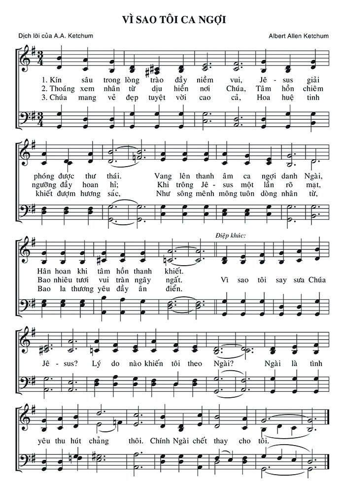 Sheet music: Vì Sao Tôi Ca Ngợi