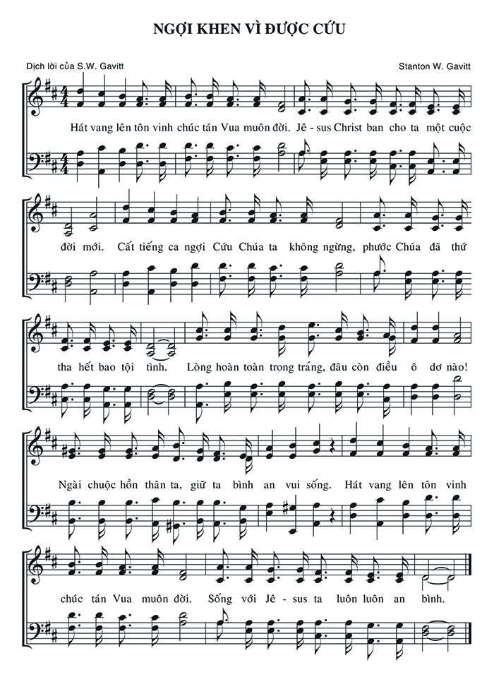 Sheet music: Ngợi Khen Vì Được Cứu