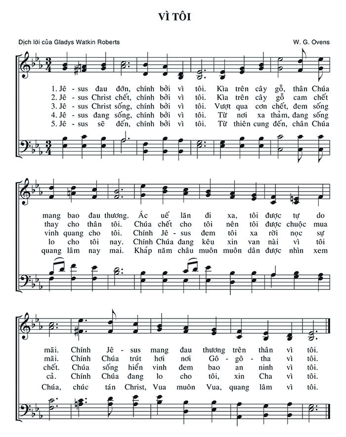 Sheet music: Vì Tôi