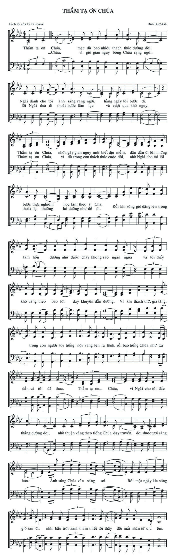 Sheet music: Thầm Tạ Ơn Chúa