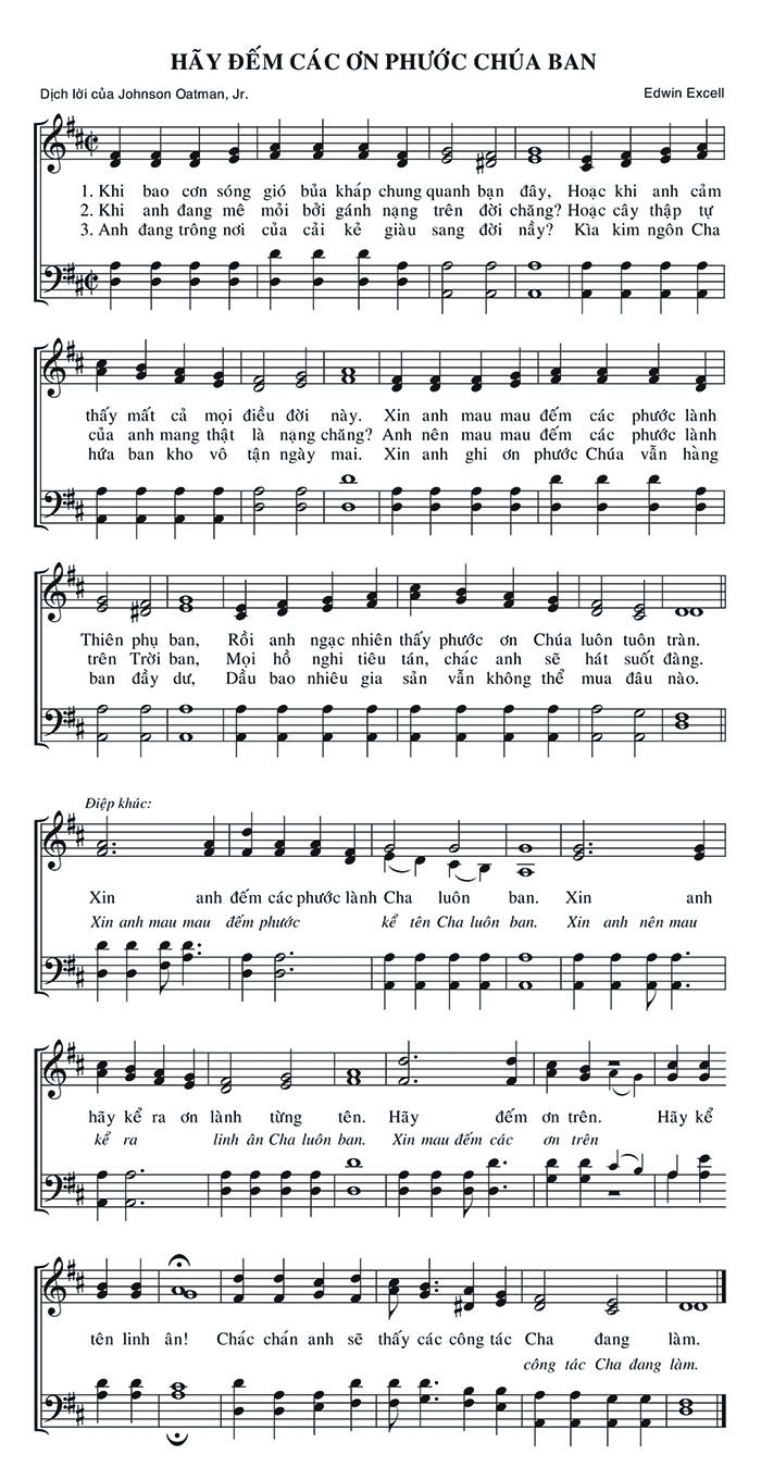 Sheet music: Hãy Đếm Các Ơn Phước Chúa Ban