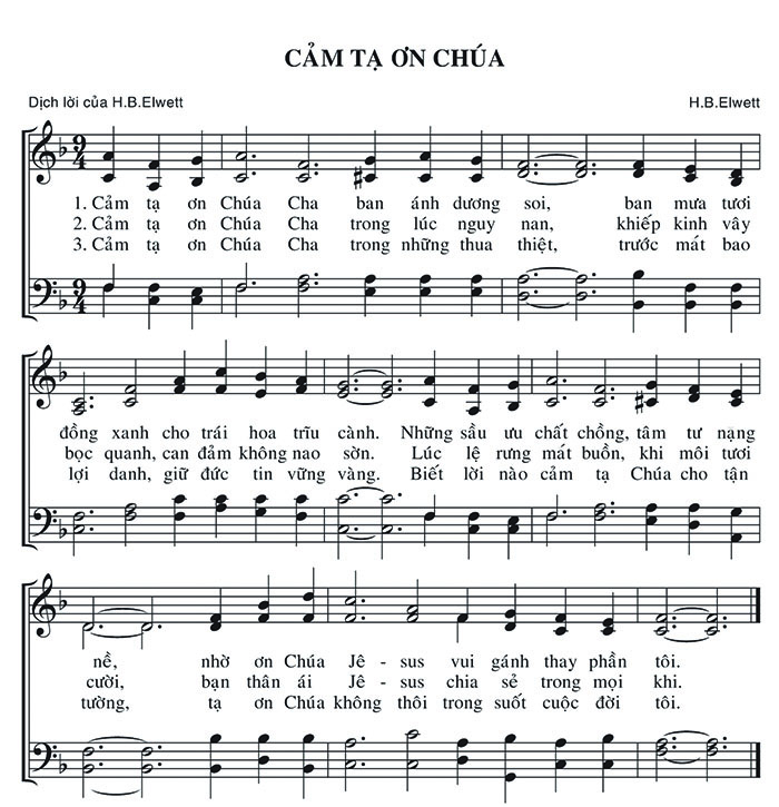 Sheet music: Cảm Tạ Ơn Chúa