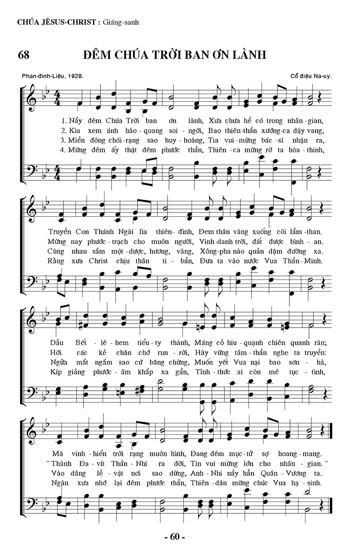 Sheet music: Đêm Chúa Trời Ban Ơn Lành