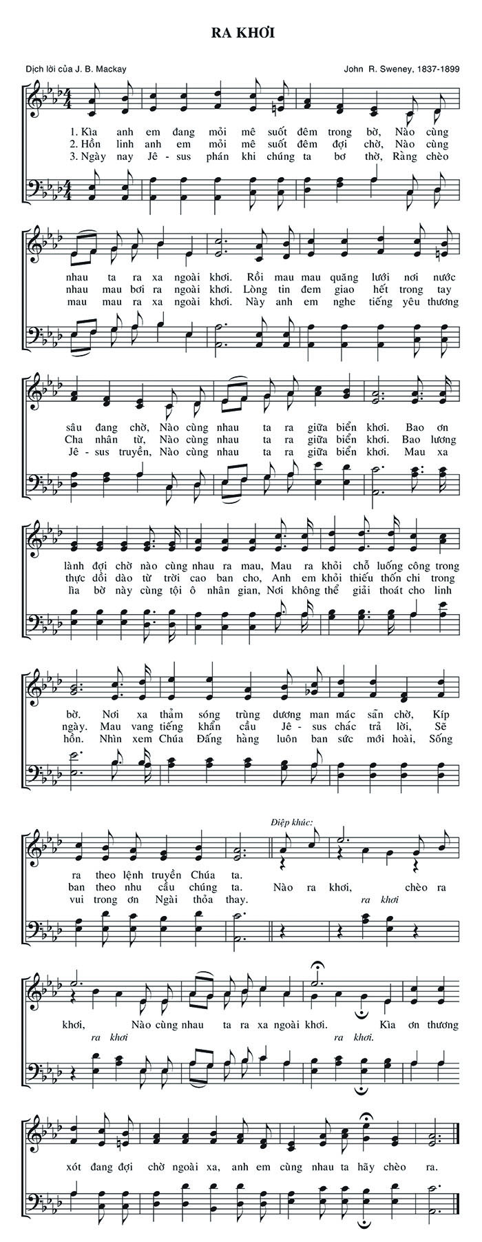Sheet music: Ra Khơi