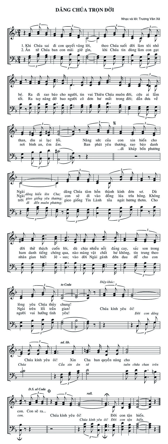 Sheet music: Dâng Chúa Trọn Đời