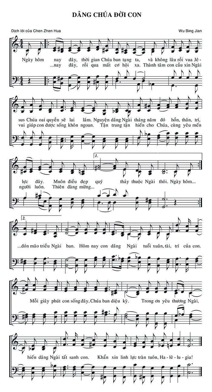 Sheet music: Dâng Chúa Đời Con