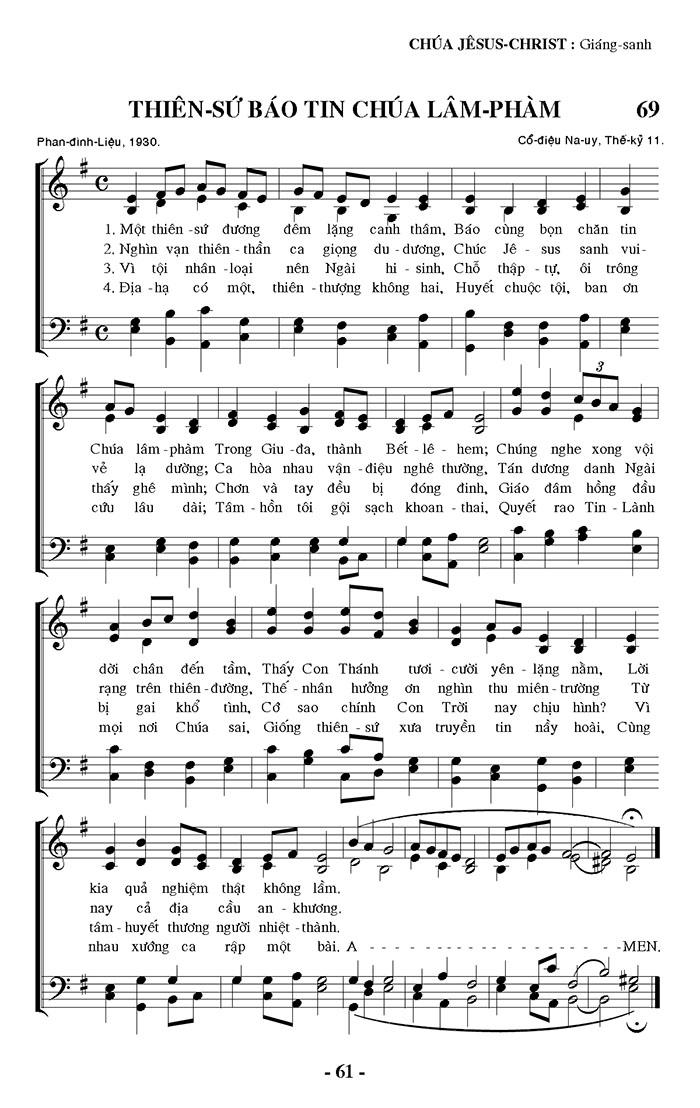 Sheet music: Thiên Sứ Báo Tin Chúa Lâm Phàm