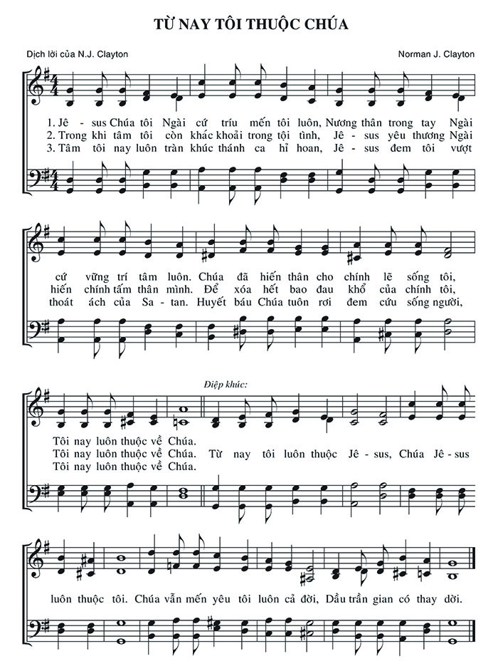 Sheet music: Từ Nay Tôi Thuộc Chúa
