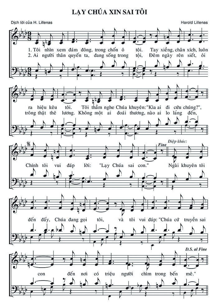 Sheet music: Lạy Chúa Xin Sai Tôi