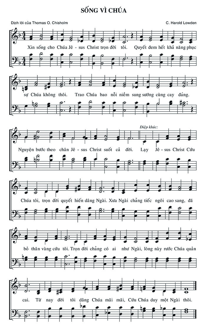 Sheet music: Sống Vì Chúa
