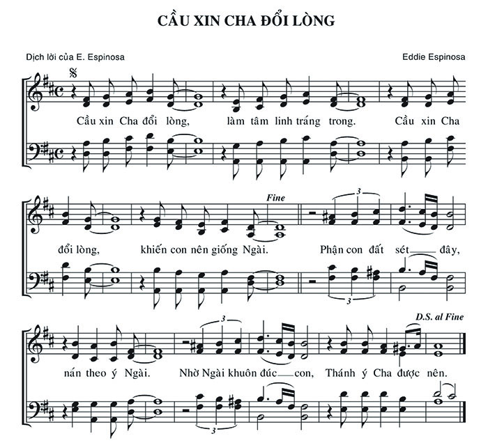 Sheet music: Cầu Xin Cha Đổi Lòng