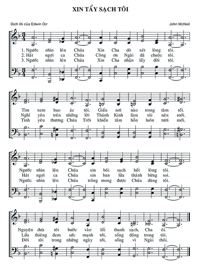 Sheet music: Xin Tầy Sạch Tôi