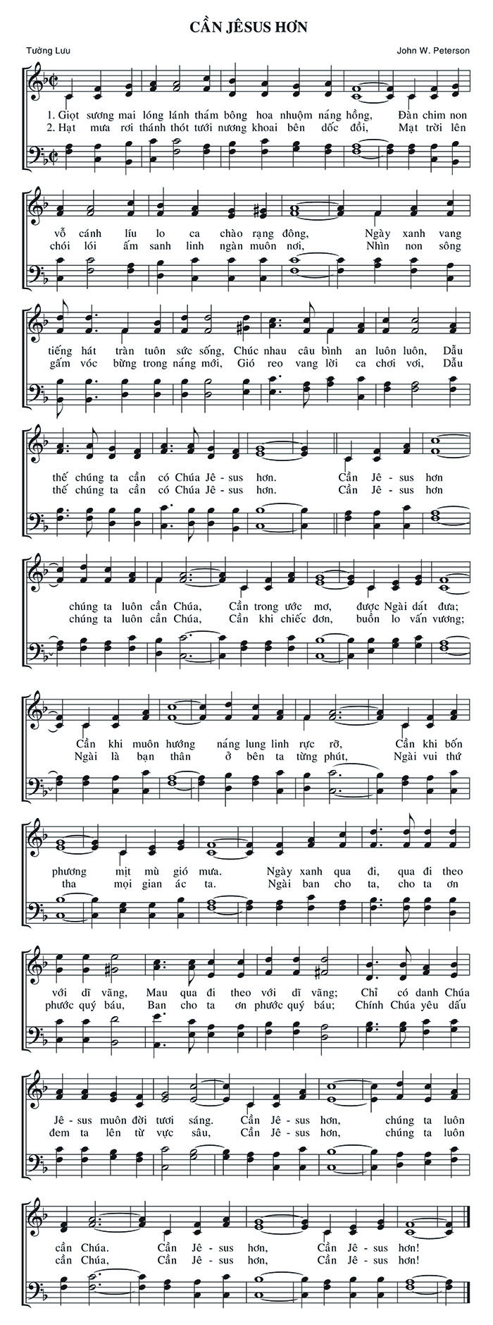 Sheet music: Cần Jêsus Hơn