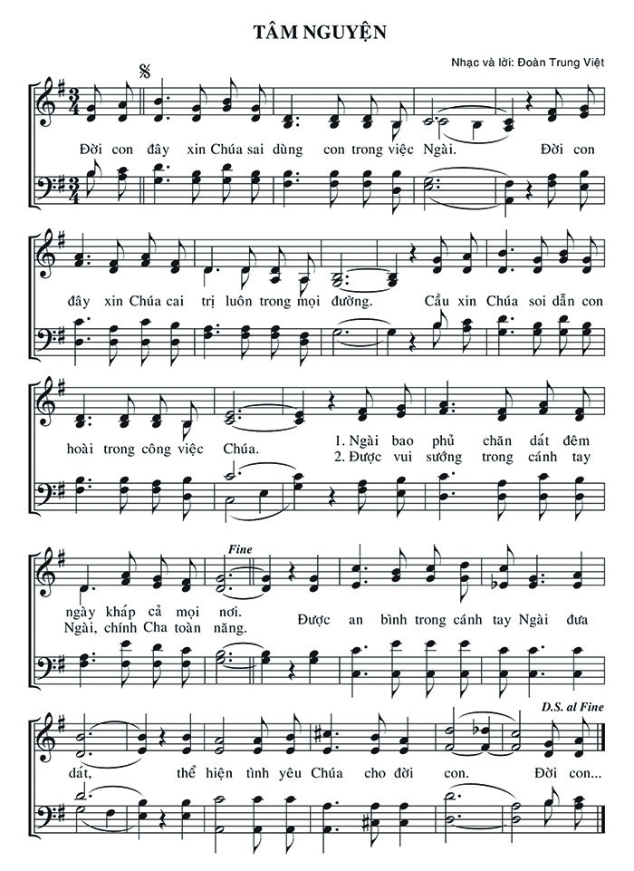 Sheet music: Tâm Nguyện