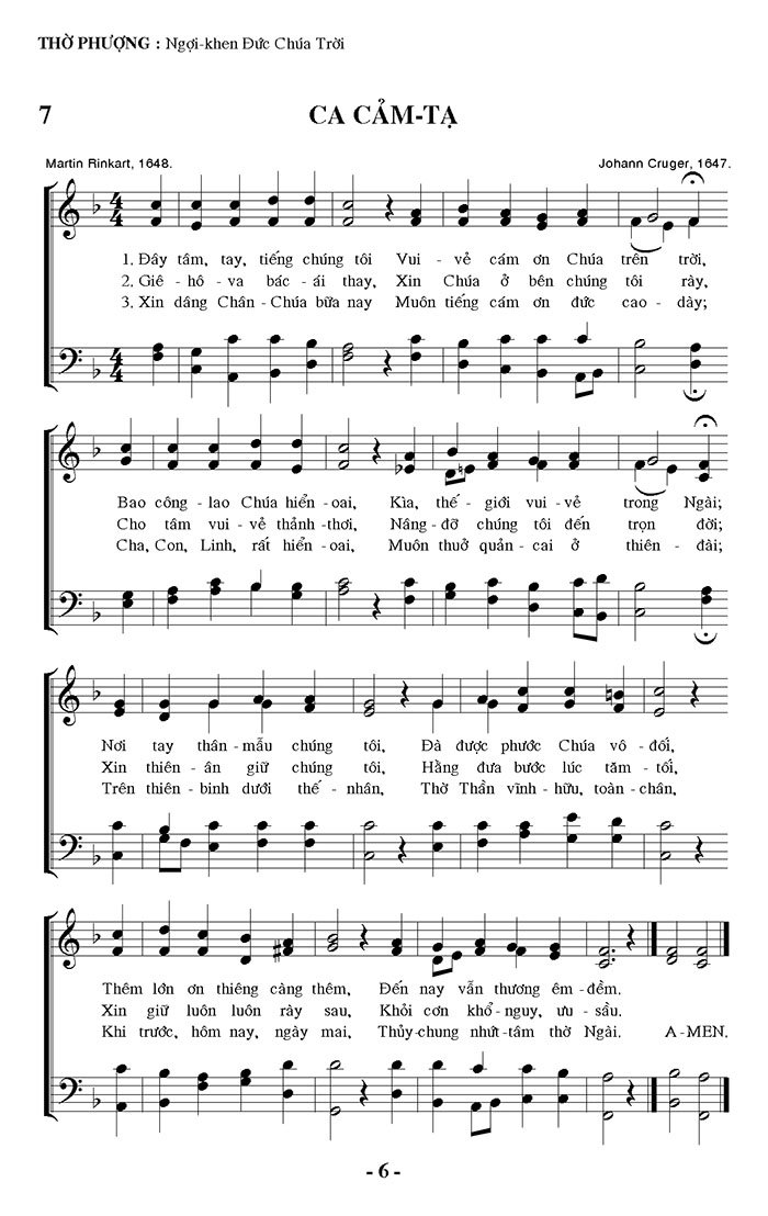 Sheet music: Ca Cảm Tạ