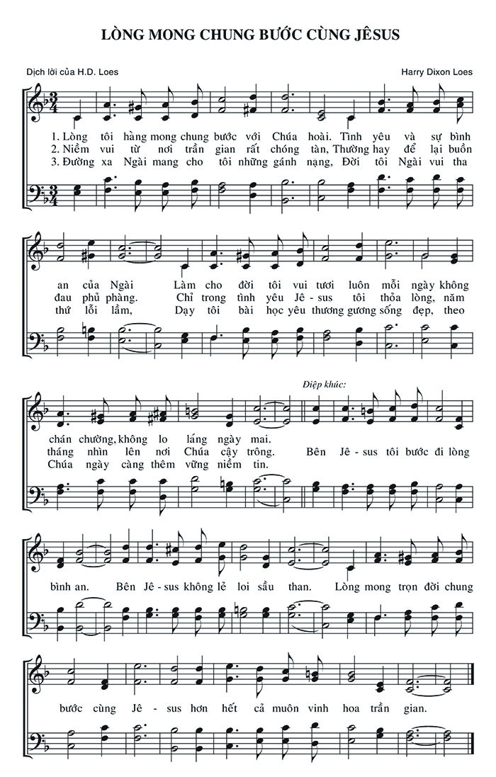Sheet music: Lòng Mong Chung Bước Cùng Jêsus