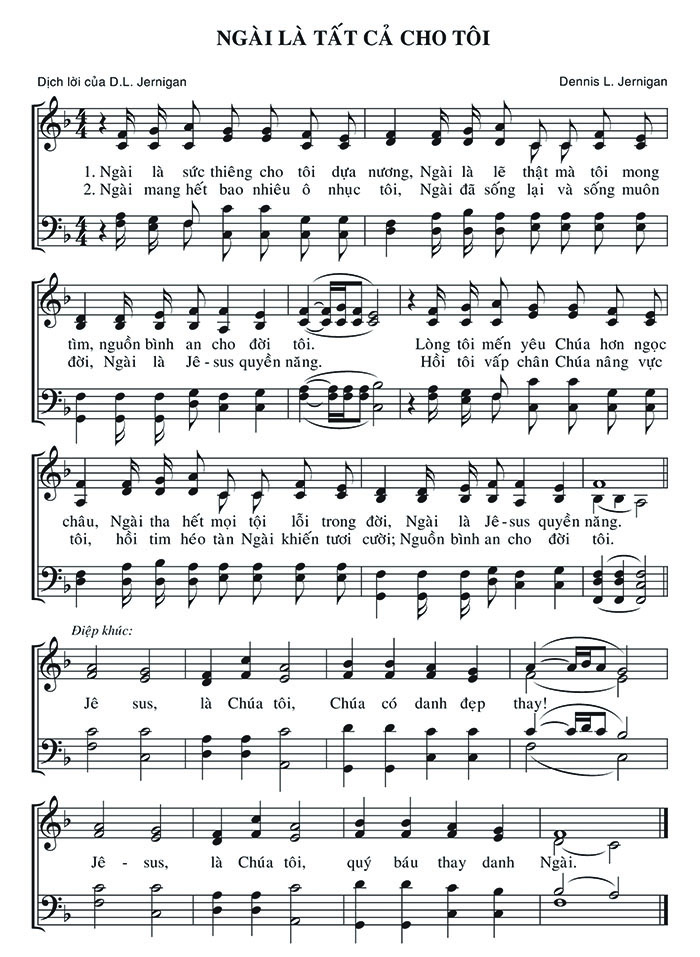 Sheet music: Ngài Là Tất Cả Cho Tôi