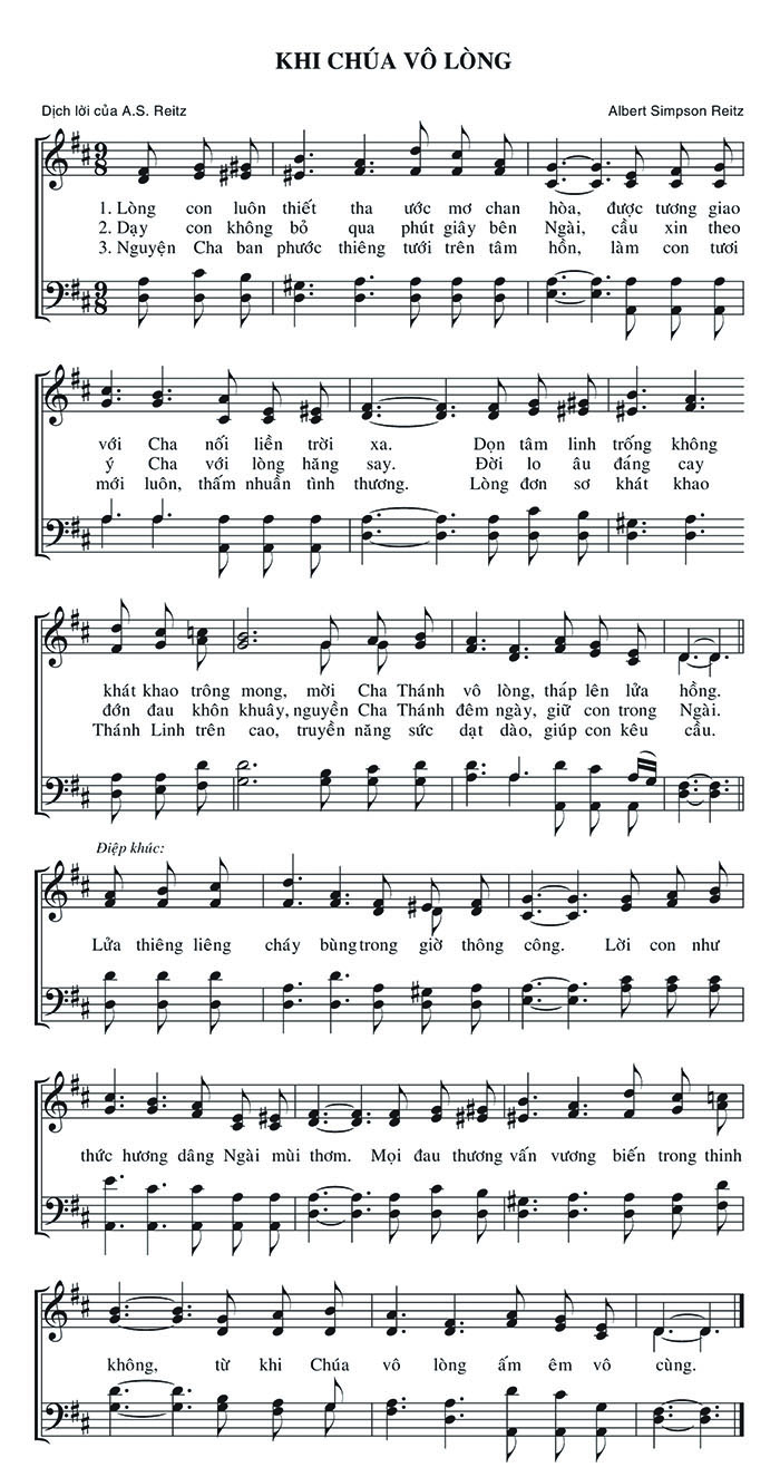Sheet music: Khi Chúa Vô Lòng