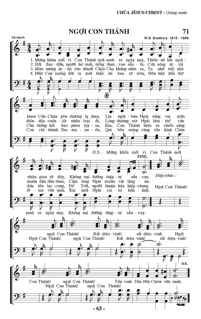 Sheet music: Ngợi Con Thánh