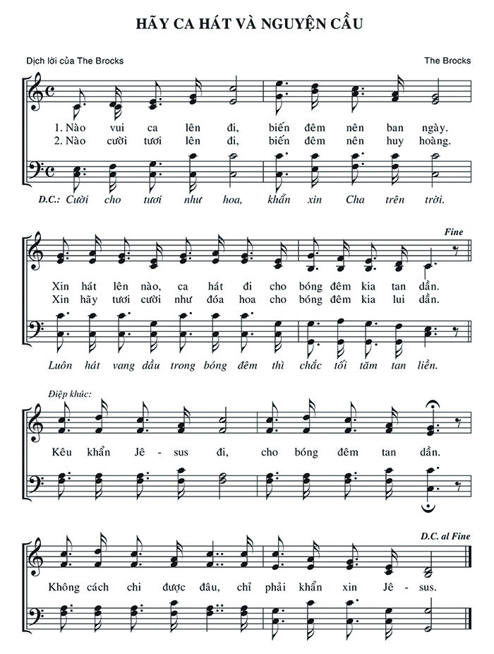 Sheet music: Hãy Ca Hát và Nguyện Cầu