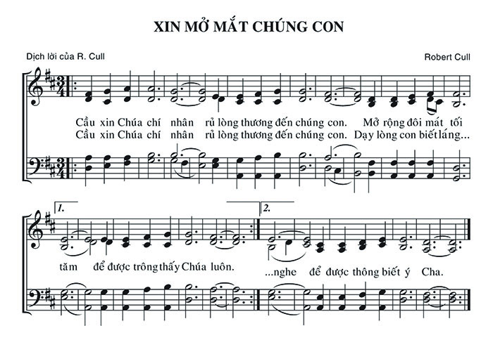 Sheet music: Xin Mở Mắt Chúng Con