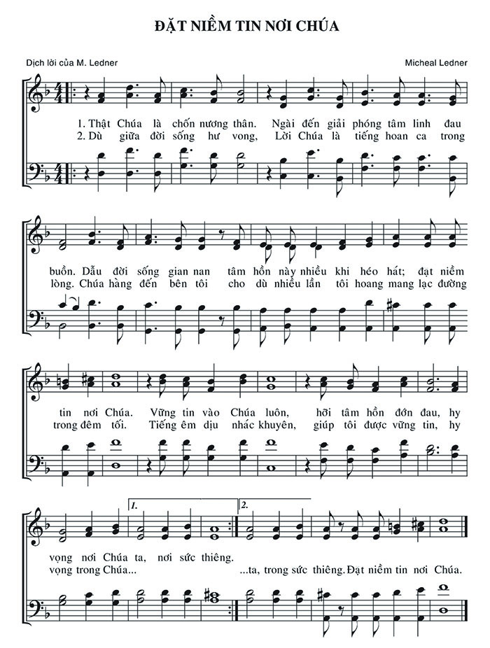 Sheet music: Đặt Niềm Tin Nơi Chúa