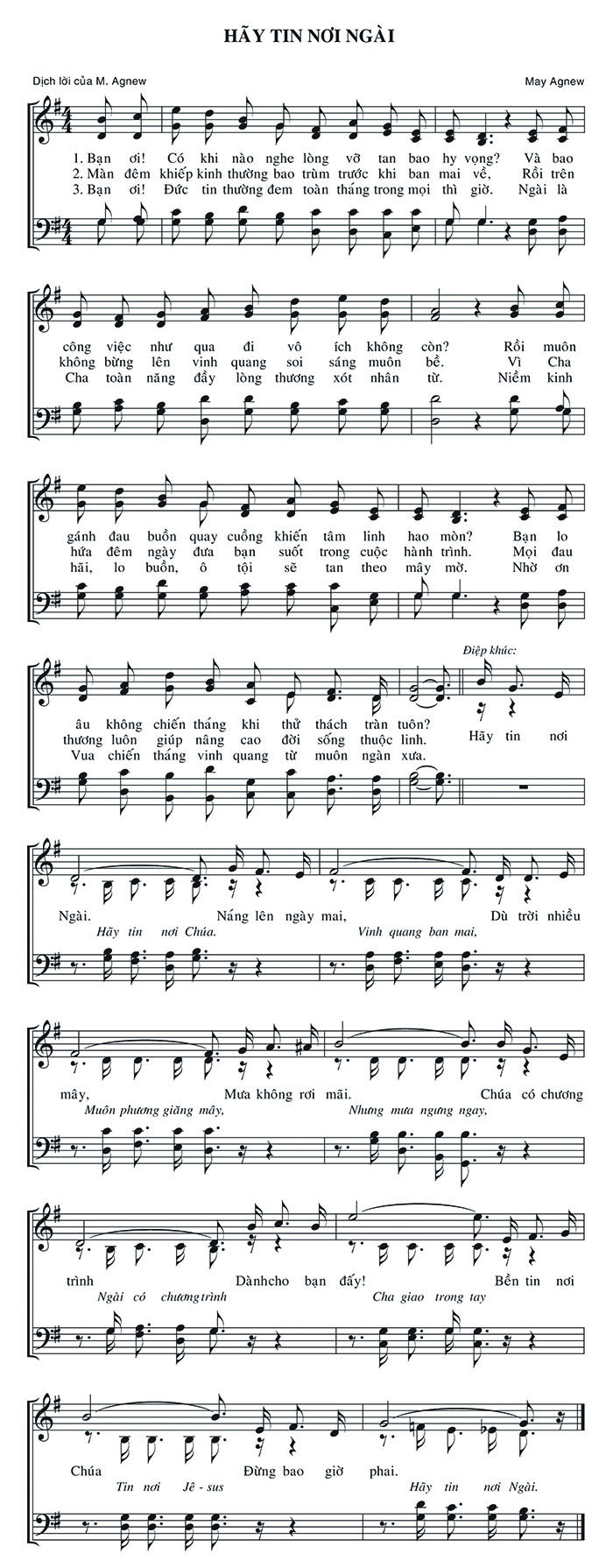 Sheet music: Hãy Tin Nơi Ngài
