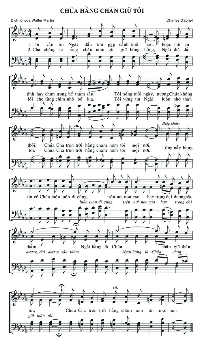 Sheet music: Chúa Hằng Chăn Giữ Tôi