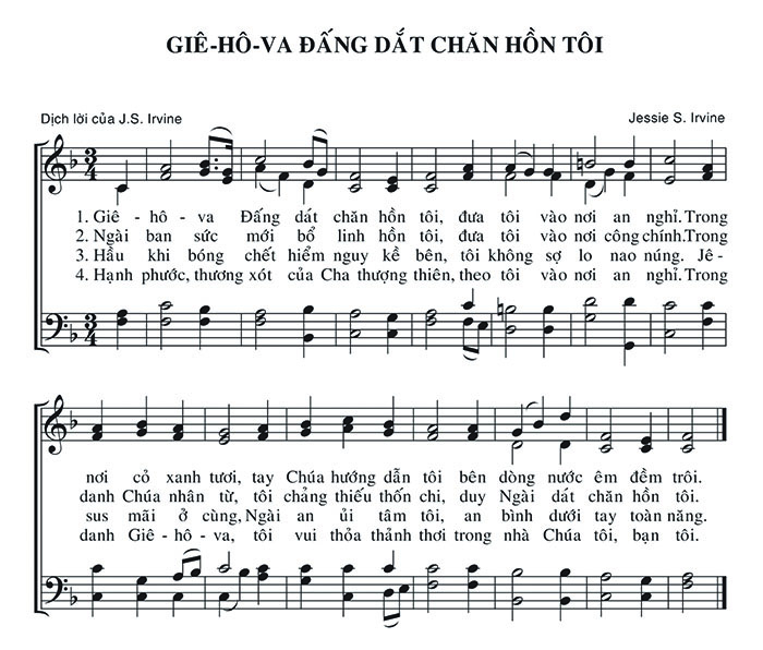 Sheet music: Giê-hô-va Đấng Dắt Chăn Hồn Tôi
