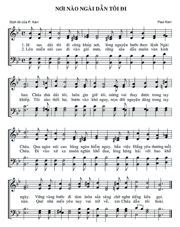 Sheet music: Nơi Nào Ngài Dẫn Tôi Đi
