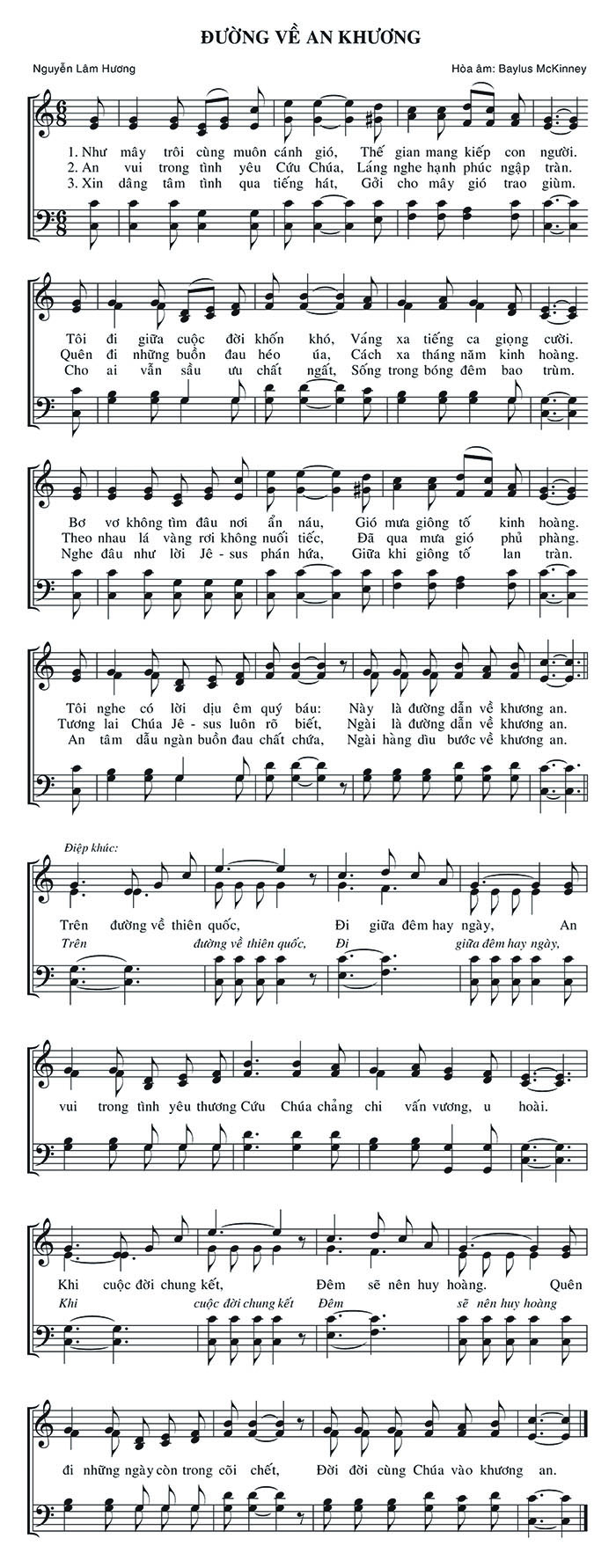 Sheet music: Đường Về An Khương