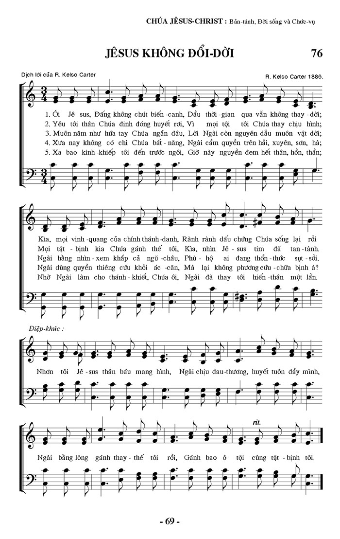 Sheet music: Jesus Không Đổi Dời