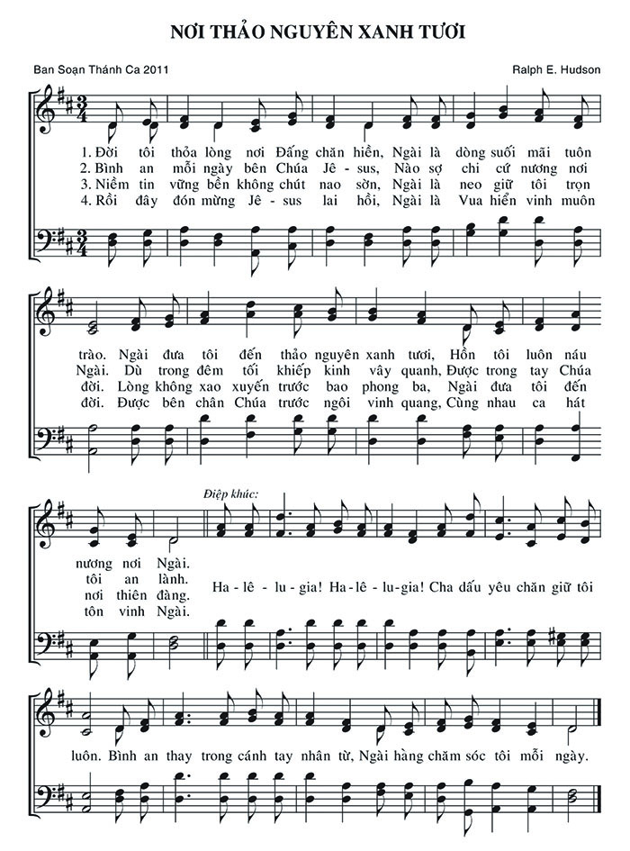 Sheet music: Nơi Thảo Nguyên Xanh Tươi