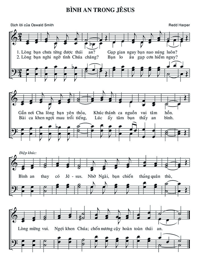 Sheet music: Bình An Trong Jêsus