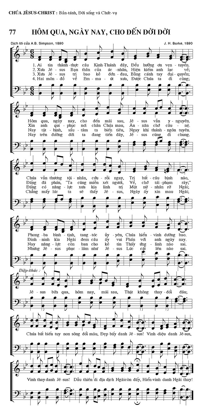 Sheet music: Hôm Qua, Ngày Nay, Cho Đến Đời Đời