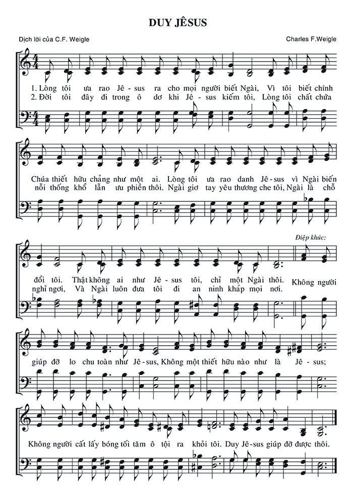 Sheet music: Duy Jêsus