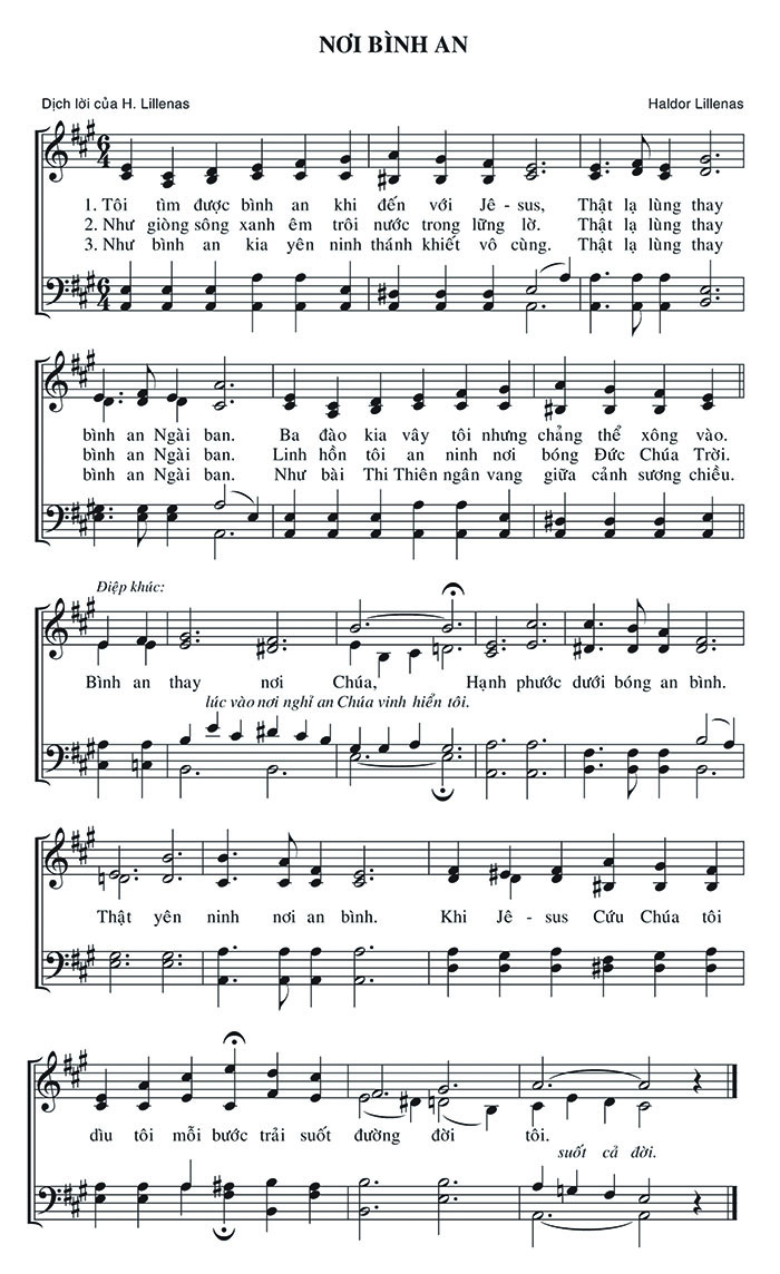 Sheet music: Nơi Bình An