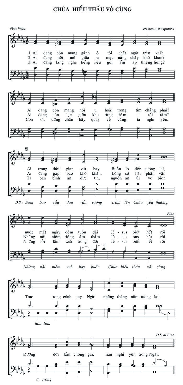Sheet music: Chúa Hiểu Thấu Vô Cùng