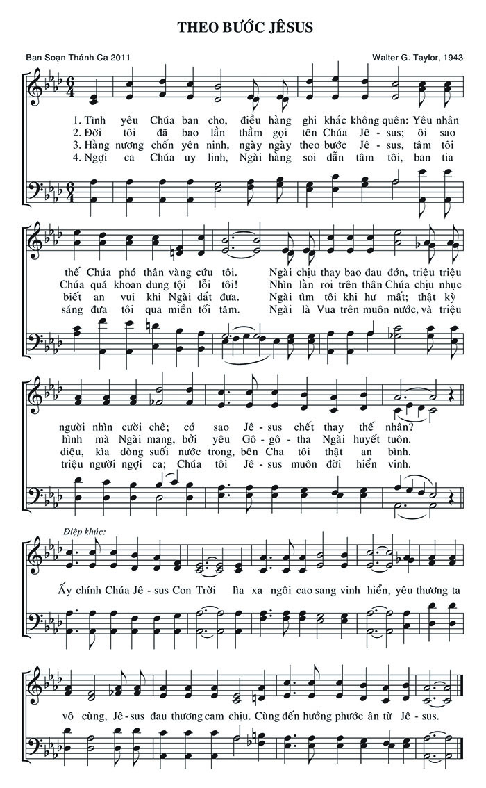 Sheet music: Theo Bước Jêsus