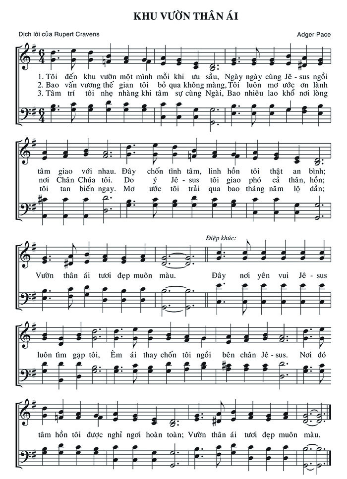 Sheet music: Khu Vườn Thân Ái