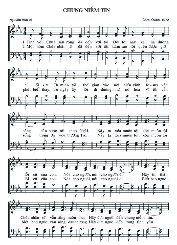 Sheet music: Chung Niềm Tin