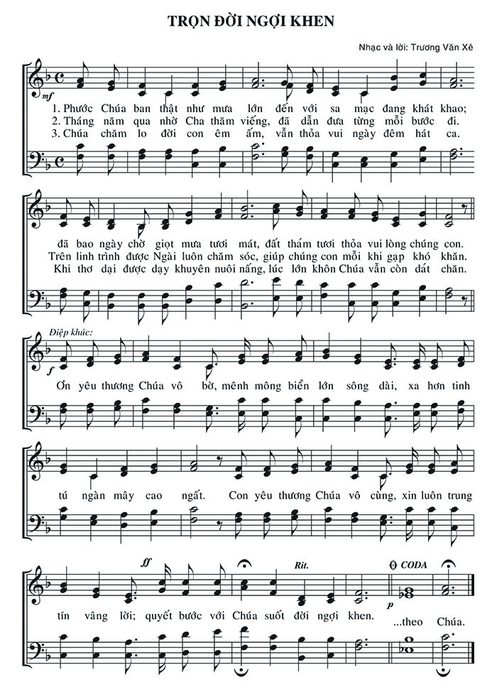 Sheet music: Trọn Đời Ngợi Khen