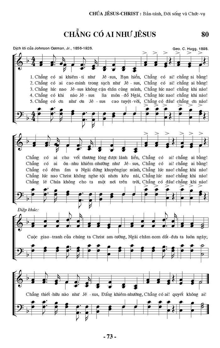 Sheet music: Chẳng Có Ai Như Jesus